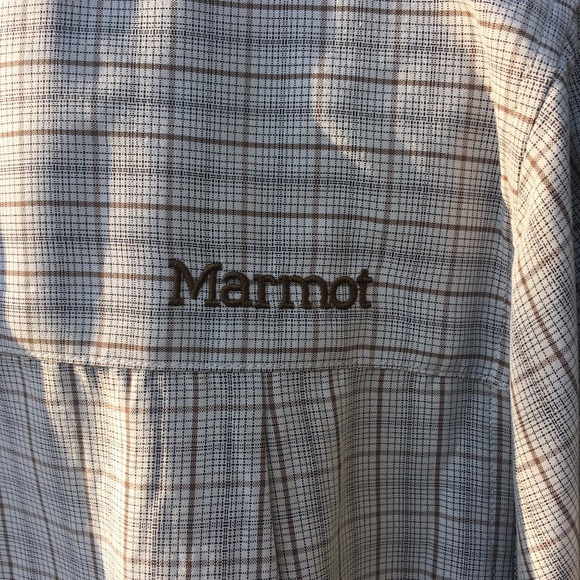 SOLD Marmot Plaid Short Sleeve Button Down Shirt LG EUC - Picture 6 of 8